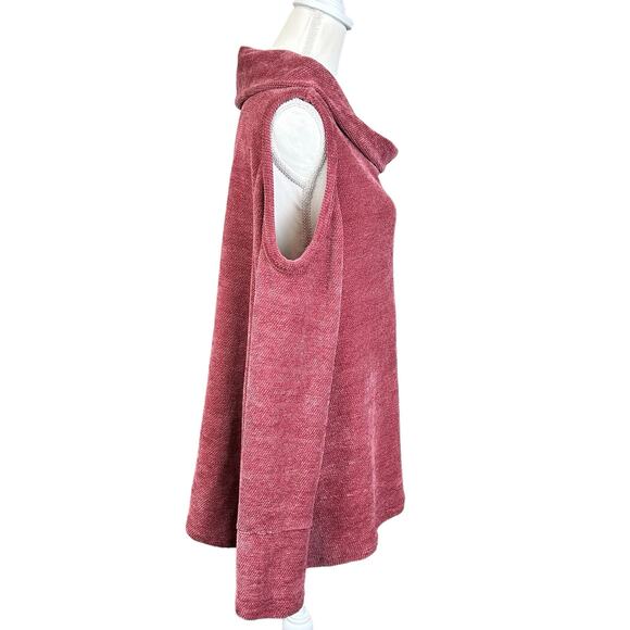 Artesia Sweater Women XL Mauve Purple Stretch Cold Shoulder Cowl Neck Boho Top - Picture 3 of 12